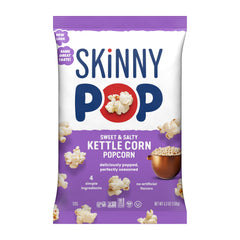 SkinnyPop Sweet & Salty Kettle front bag ready for on-the-go snacking.