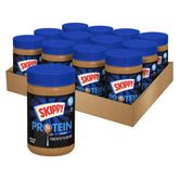 Skippy Chunky Peanut Butter with Plant Protein jar, protein-rich spread for snacks.