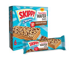SKIPPY wafer bar wrapped, on-the-go tasty treat with creamy peanut butter and fudge