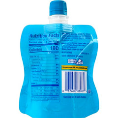 Close-up of SKIPPY Squeeze label highlighting no preservatives