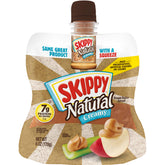 SKIPPY Squeeze natural creamy peanut butter jar pour shows mess-free convenience for on-the-go snacking