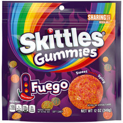 Skittles GUMMIES Fuego chili-lime coating close-up for bold heat