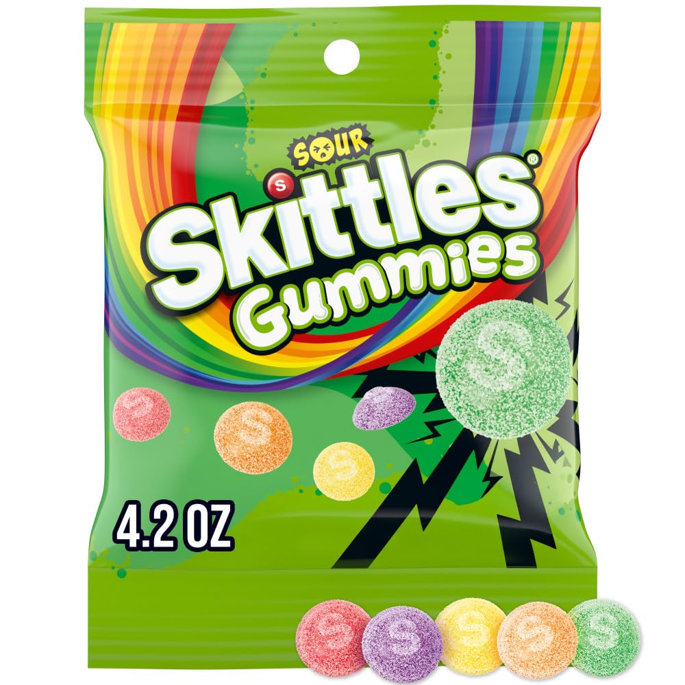 Skittles Sour Gummy Candy bulk bags showcase colorful, shareable party snacks.