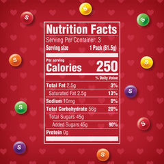 Skittles Valentines candies closeup highlighting fruity chews