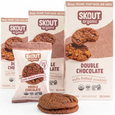 Skout Organic Double Chocolate soft-baked cookie 3-pack front view for quick, tasty snacks