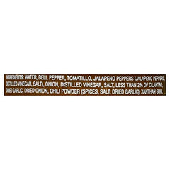 Sky Valley Salsa Verde label closeup communicates gluten-free, vegan, non-GMO status.