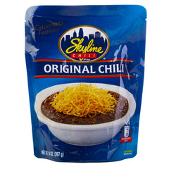 Skyline Original Chili Pouch 14oz on pantry shelf for quick meals