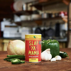 Pour Slap Ya Mama Cajun Hot Blend from the jar for quick seasoning.