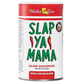 Slap Ya Mama white pepper Cajun seasoning label on jar for bold flavor