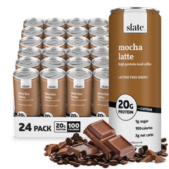 Slate Milk Mocha Latte can, a ready-to-drink protein boost for busy mornings.