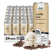 Slate Milk Vanilla Latte can, showcasing ready-to-drink protein coffee on the go