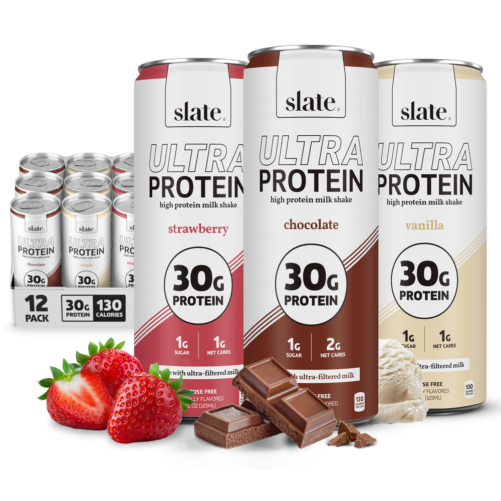 Slate Ultra Protein Shake chocolate bottle pour, post-workout option