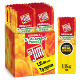 Slim Jim Beef N Jalapeno Cheese Original box shows a 14-pack for on-the-go snacking.
