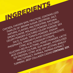 Slim Jim buffalo-wild-wings-honey-bbq label close-up highlights flavor and convenience.