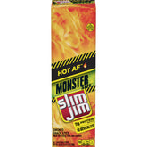 Slim Jim Monster Hot AF packaging highlighting high protein smoked sticks