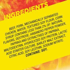 Slim Jim Monster Hot AF stick close up showing spicy flavor profile