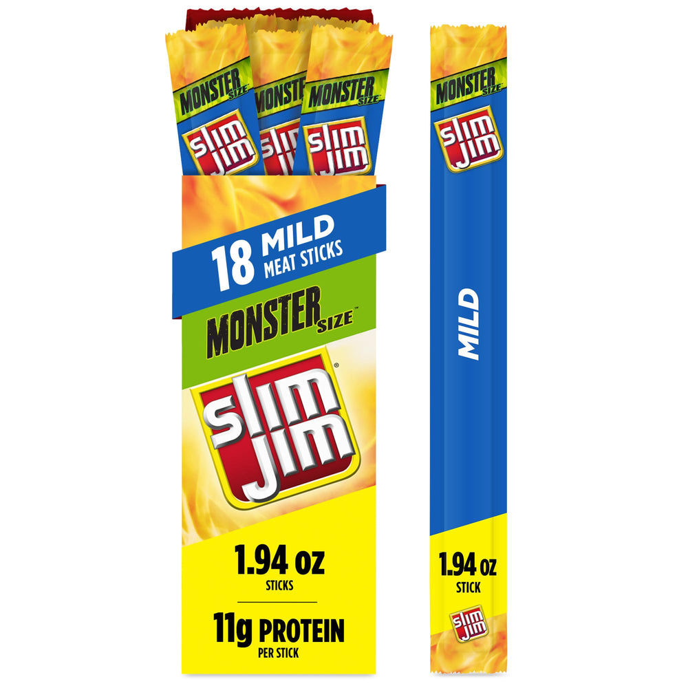 Slim Jim Monster Mild smoked snack stick for quick protein on the go