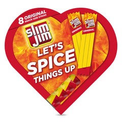 Slim Jim Original snack sticks in a heart-shaped gift box for a bold gifting option