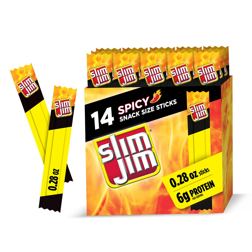 Slim Jim Spicy Snack Size Stick with bold flavor and portable protein