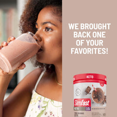 Close-up of SlimFast Keto fudge brownie batter texture, creamy and satisfying