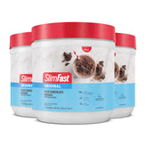 SlimFast Original Rich Chocolate Royale powder tub for quick meal replacement.