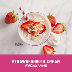 SlimFast Original shake glass shows a tasty meal replacement option for busy days.