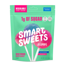 SmartSweets blue raspberry watermelon lollipops multipack packaging showing a low-sugar option