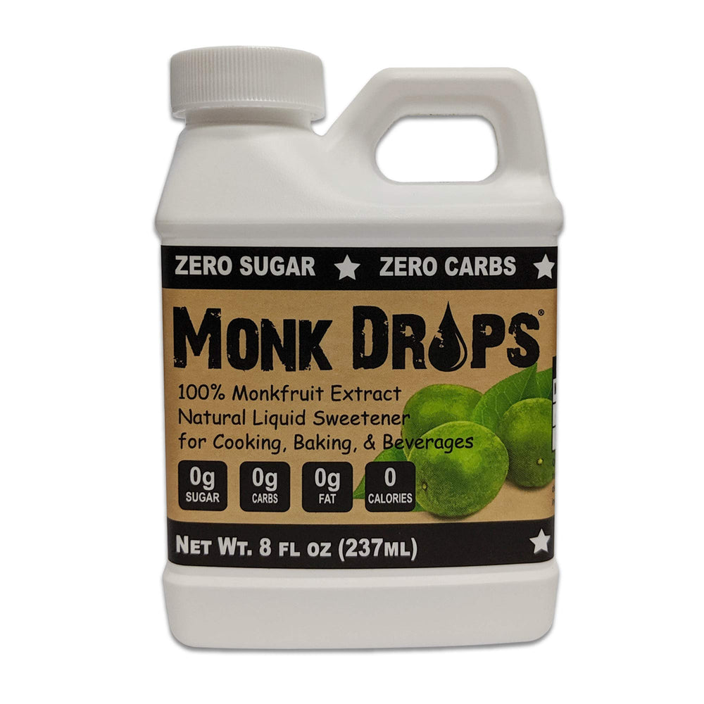 Smart138 Monk Drops bottle front showing premium liquid sweetener for coffee and tea.