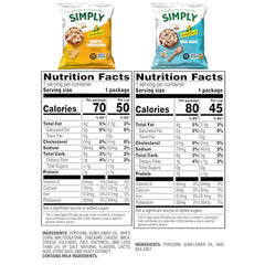 Smartfood Simply Variety Sea Salt bags offer a light, crisp snack at 45 calories per cup.
