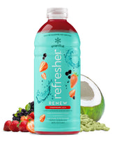 Smartfruit Renew Refresher strawberry acai bottle ready for sipping with natural energy