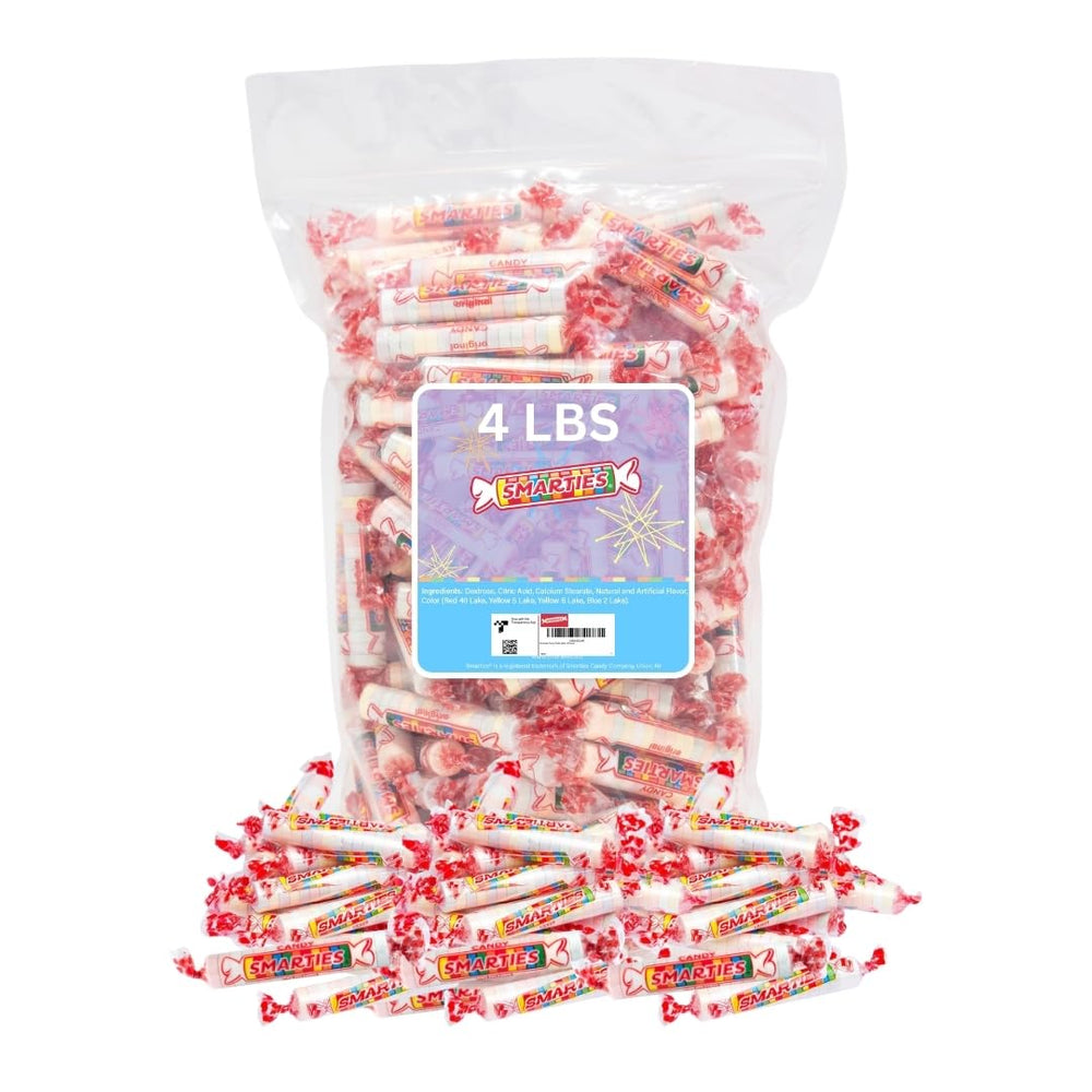 Smarties bulk rolls in a 4lb bag highlight classic original flavor for parties and sharing
