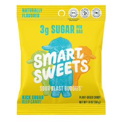 SmartSweets Sour Blast Buddies packet with vibrant fruit flavors for a low-sugar snack