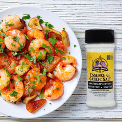 Label close-up highlighting Monash Low FODMAP certification on garlic salt