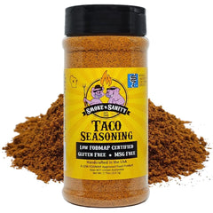 Smoke n Sanity taco seasoning bottle front for quick low FODMAP meals