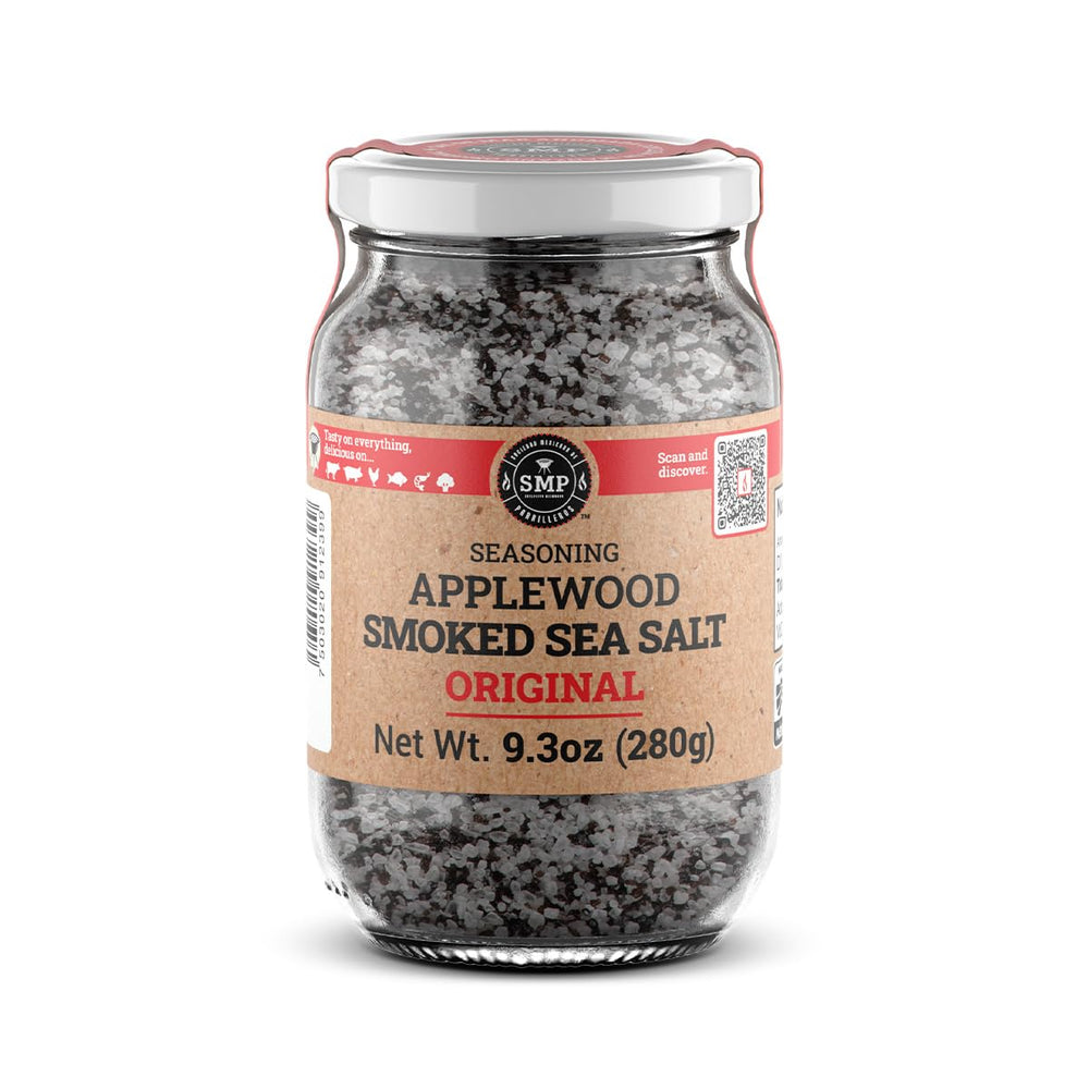 SMP Applewood Smoked Sea Salt bottle for premium smoky finishing flavor.