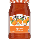 Smucker's Apricot Preserves jar with fruit chunks ideal for toast or pastries
