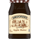 Smucker's cider apple butter jar ready for spreading on toast.