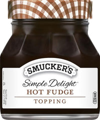 Smucker's Simple Delight hot fudge topping on a dessert bowl for rich finish