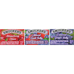 Smucker's Strawberry Jam portion cups ready for quick breakfast service