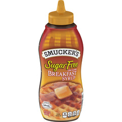 Smucker's Sugar Free Breakfast Syrup bottle on counter for easy, sugar-free topping