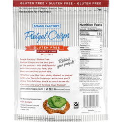Snack Factory gluten free Everything Pretzel Crisps ready for on-the-go snacking in a bag