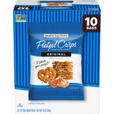 Snack Factory Pretzel Crisps Original bag, a crunchy on-the-go snack.