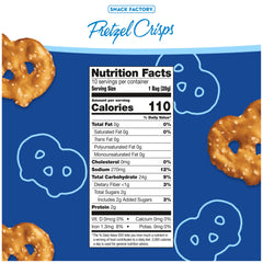 Close-up of Snack Factory Pretzel Crisps Original, ultra-crisp crackers ideal with dips.