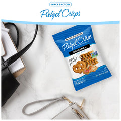 Snack Factory Pretzel Crisps Original golden-brown bake detail, great for dips.