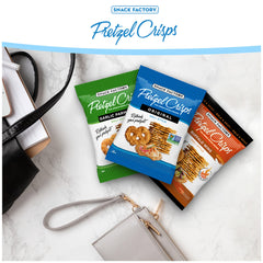 Snack Factory Pretzel Crisps Variety Pack front box for easy sharing