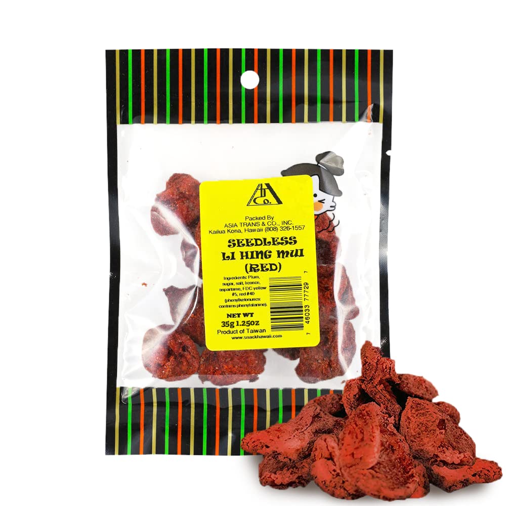 Snack Hawaii seedless red Li Hing Mui crack seed plums packaging, convenient island snack.