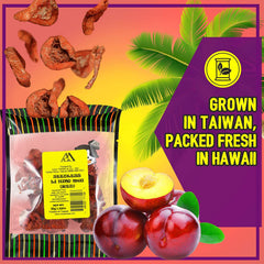 Serving bowl with Snack Hawaii Li Hing Mui crack seed plums for sharing.