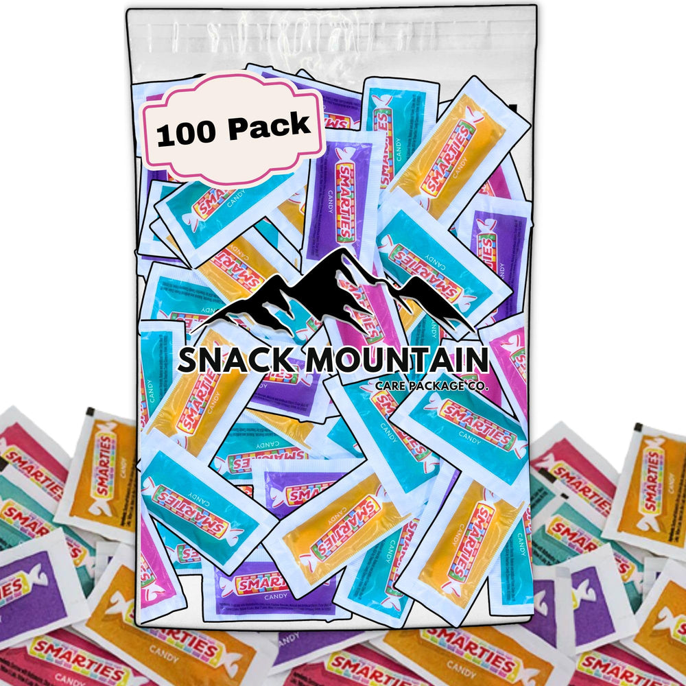 Snack Mountain Smarties Tart Candy bulk pack, individually wrapped for freshness and easy distribution.