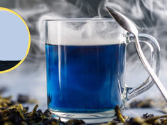 Snackadilly Palo Azul Tea surface blue tint visible under direct light