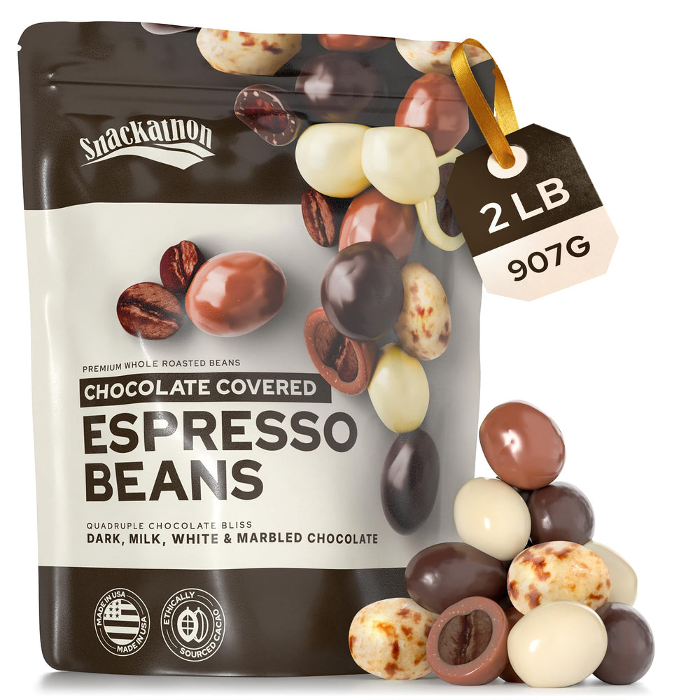 Snackathon dark chocolate espresso beans ready for bold coffee pairings
